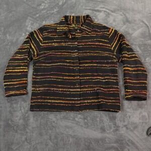 Mirasol Jacket Womens Large Striped Button Up Boho Lagenlook Multicolor India